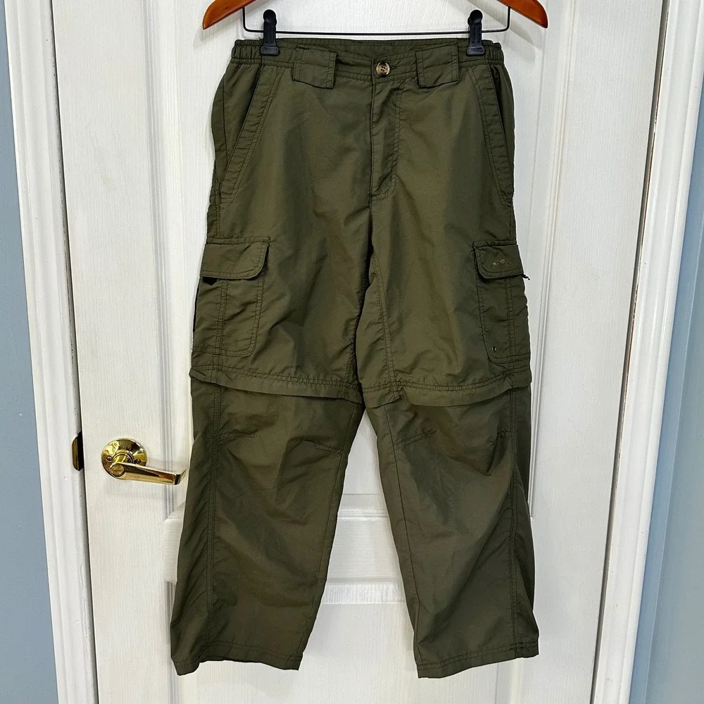 American Outback Womens Convertible Cargo Pants Olive Green Hiking Zip Off Small